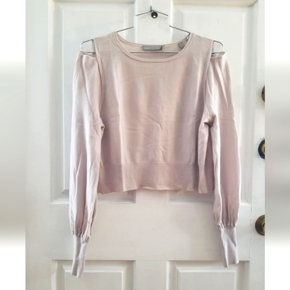 Vince 100% Italian Merino Wool Cropped Sweater Dusty Rose Size XS
